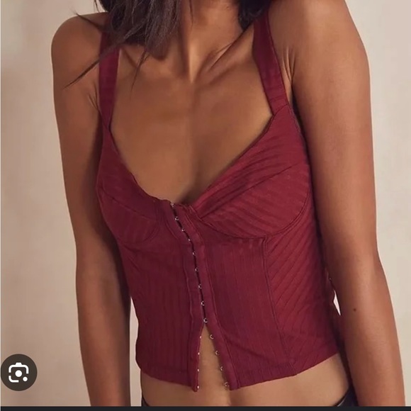 Free People - Crimson Corset Tank - Picture 1 of 3